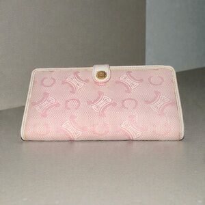 Celine Canvas Printed Continental Wallet in Pink Canvas GUC